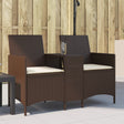 Vidaxl tuinbank 2-zits met tafel en kussens poly rattan bruin