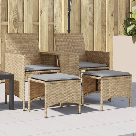 Vidaxl tuinbank 2-zits met tafel en voetenbanken poly rattan beige