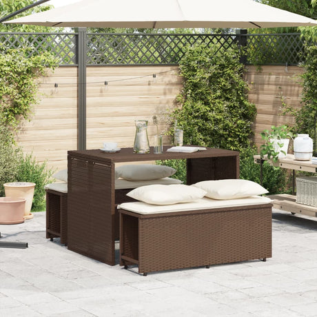 Vidaxl 3-delige tuinset met kussens poly rattan bruin