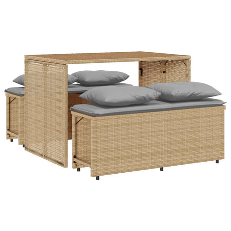 Vidaxl 3-delige tuinset met kussens poly rattan beige