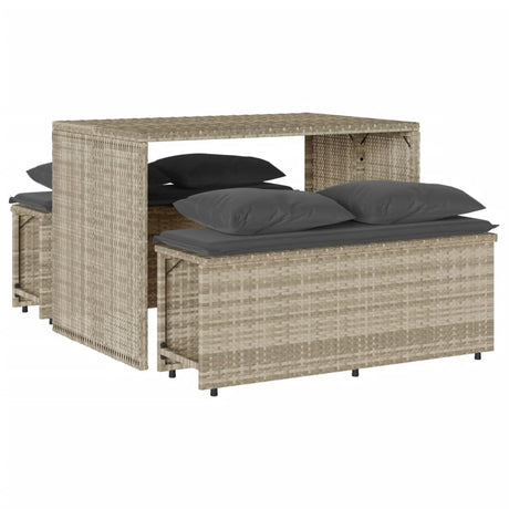 Vidaxl 3-delige tuinset met kussens poly rattan lichtgrijs