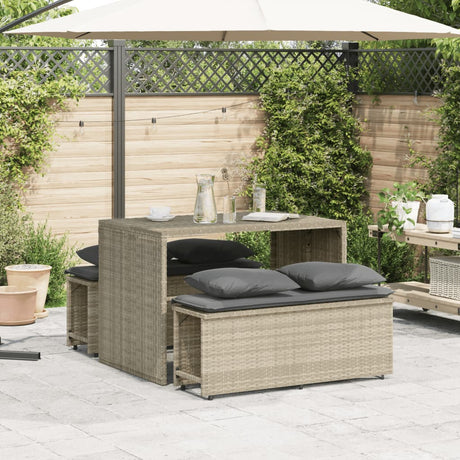 Vidaxl 3-delige tuinset met kussens poly rattan lichtgrijs