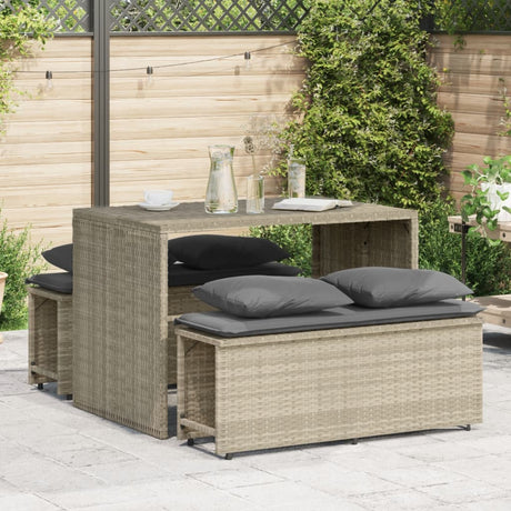 Vidaxl 3-delige tuinset met kussens poly rattan lichtgrijs