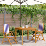 Vidaxl inklapbare stoelen 2 st massief acaciahout en stof blauw en wit