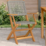 Vidaxl opklapbare stoelen, 2 stuks, grijs, massief acaciahout en polyrotan.