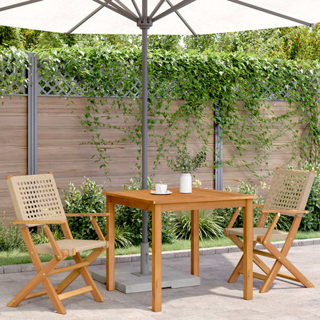 Vidaxl opklapbare stoelen, 2 stuks, beige, massief acaciahout en polyrotan.
