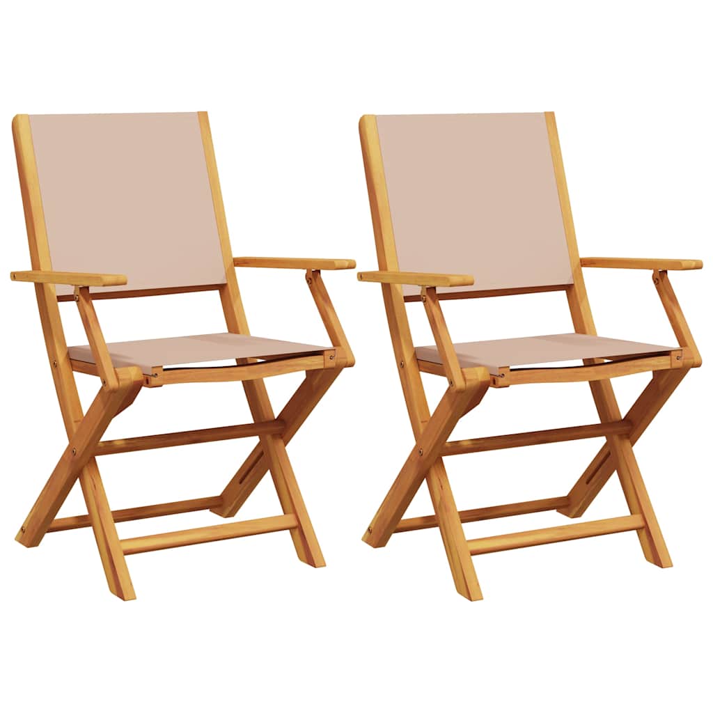 Vidaxl inklapbare stoelen 2 st massief acaciahout en stof taupe