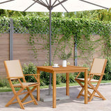 Vidaxl opklapbare stoelen, 2 stuks, beige, massief acaciahout en stof.