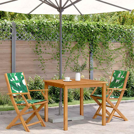 Vidaxl inklapbare stoelen 2 st bladpatroon massief acaciahout en stof