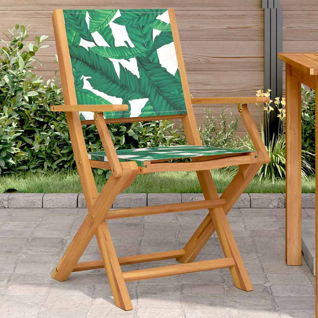 Vidaxl inklapbare stoelen 2 st bladpatroon massief acaciahout en stof