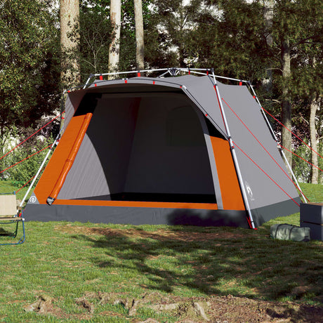 Vidaxl Campingzelt 4-Personen-Schnellspanner grau und orange