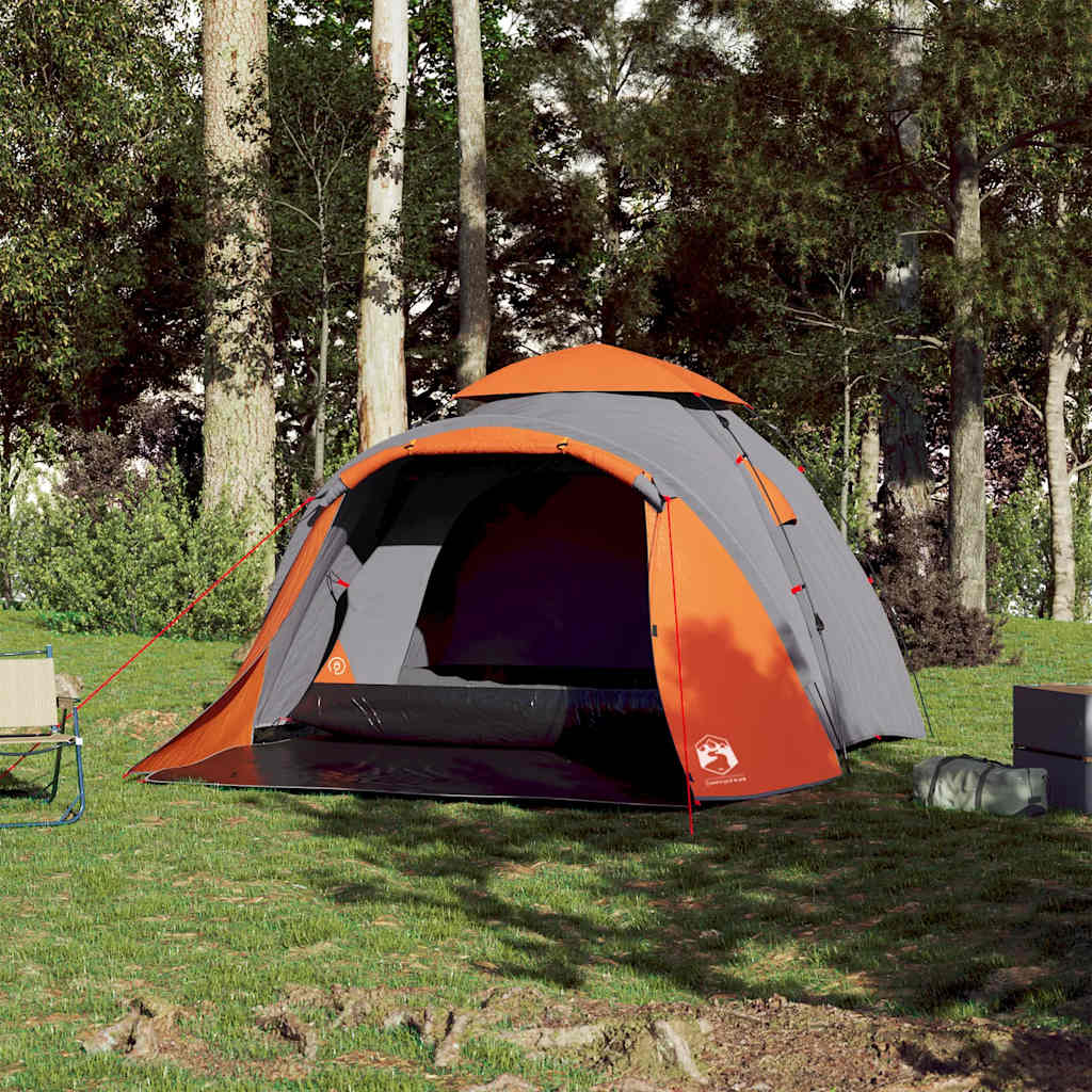 Vidaxx Kuppelzelt 3-Personen Schnellspanner Grau und Orange