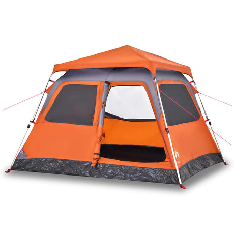 Vidaxl Kuppelzelt 4-Personen-Schnellspanner grau und orange