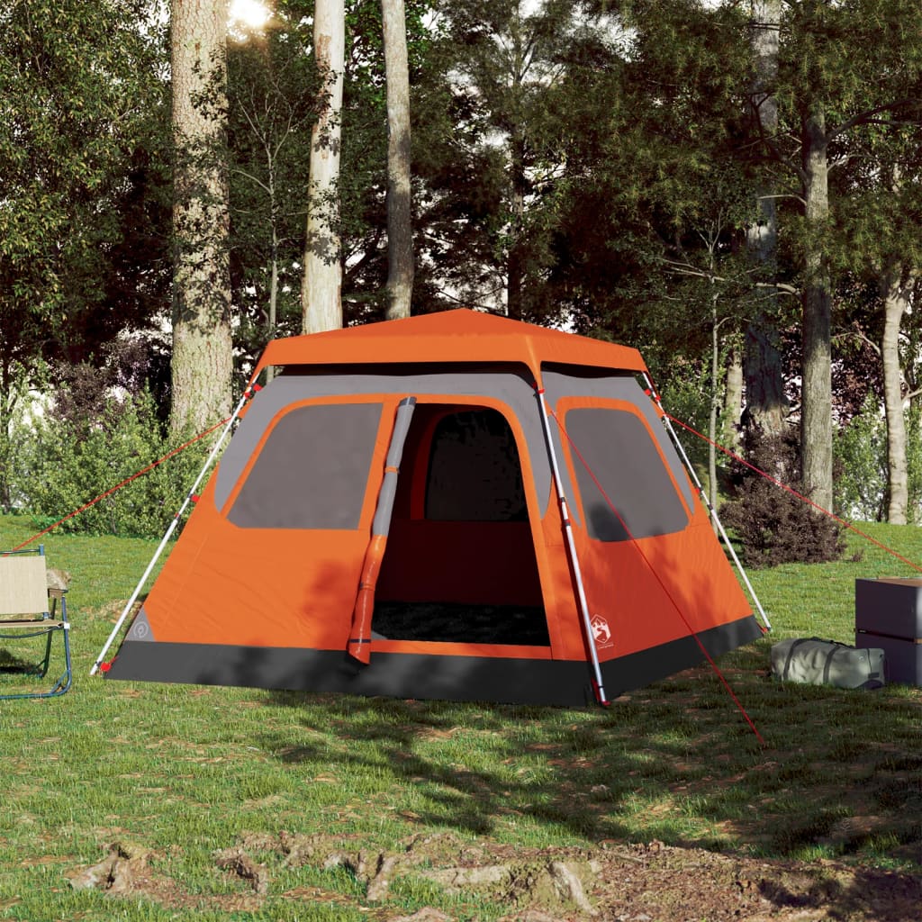 Vidaxl Kuppelzelt 4-Personen-Schnellspanner grau und orange