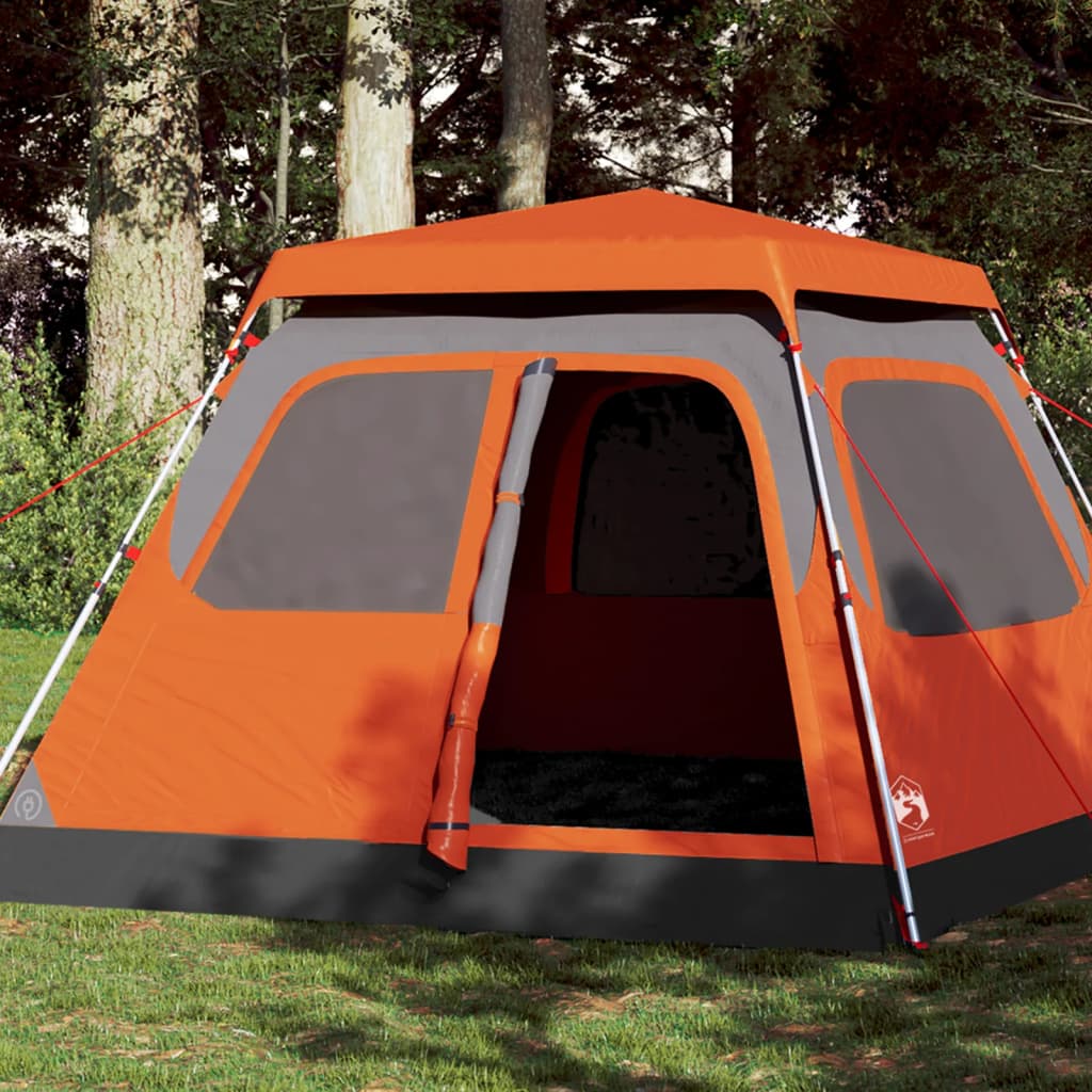 Vidaxl Kuppelzelt 4-Personen-Schnellspanner grau und orange