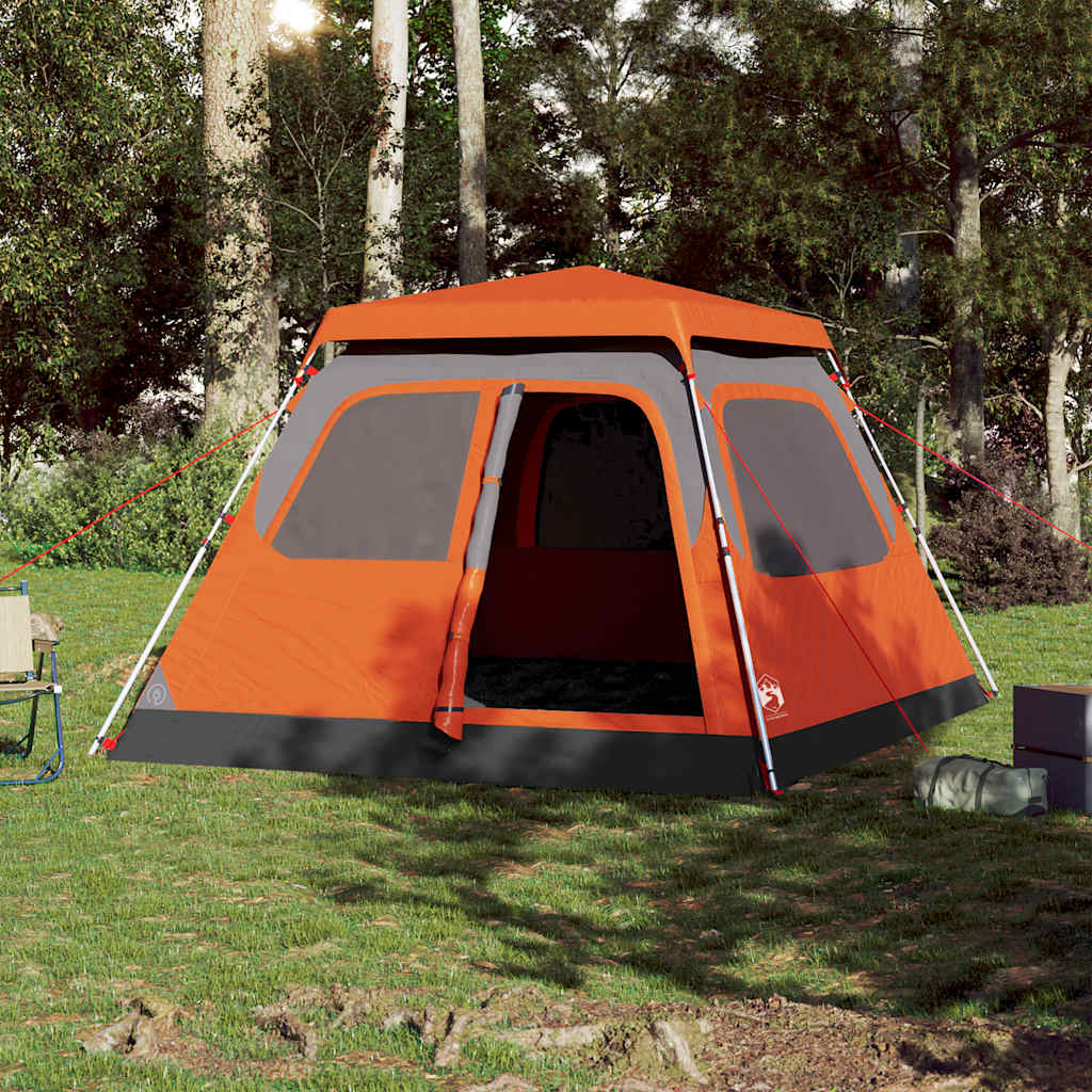 Vidaxx Kuppelzelt 6-Personen Schnellspanner Grau und Orange