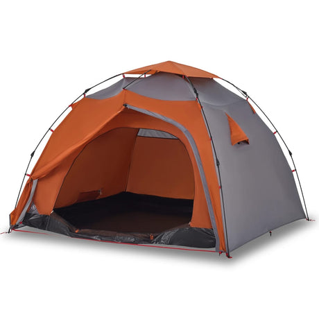 Vidaxl Kuppelzelt 4-Personen-Schnellspanner grau und orange