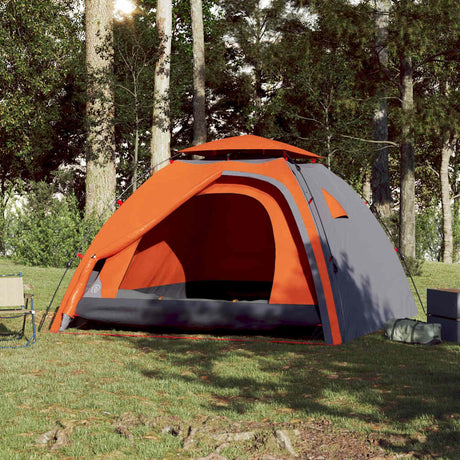 Vidaxl Kuppelzelt 4-Personen-Schnellspanner grau und orange