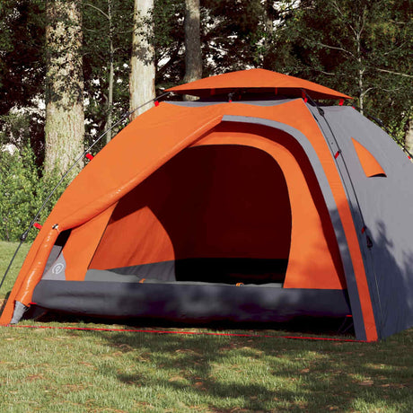 Vidaxl Kuppelzelt 4-Personen-Schnellspanner grau und orange