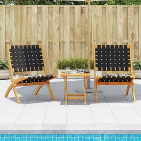 Vidaxl opklapbare stoelen, 2 stuks, zwart, massief acaciahout en stof.