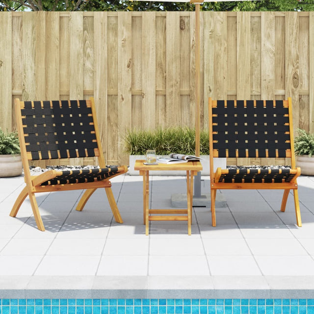 Vidaxl opklapbare stoelen, 2 stuks, zwart, massief acaciahout en stof.
