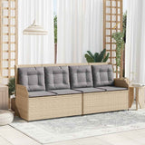 Vidaxl tuinbankje verstelbaar met kussens poly rattan beige