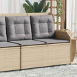 Vidaxl tuinbankje verstelbaar met kussens poly rattan beige