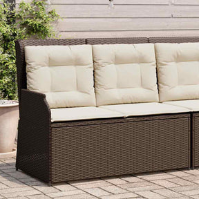 Vidaxl tuinbankje verstelbaar met kussens poly rattan bruin