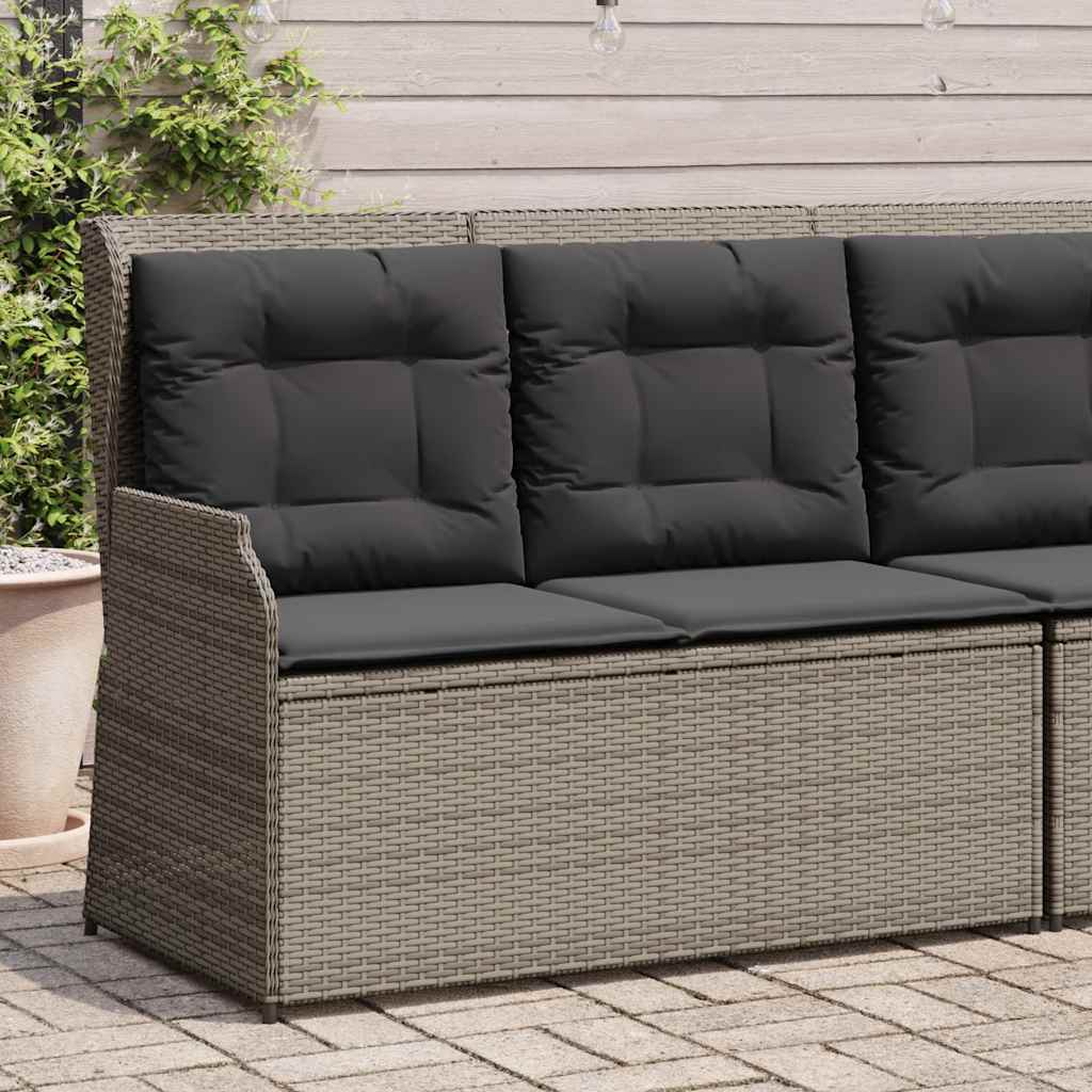 Vidaxl tuinbankje verstelbaar met kussens poly rattan grijs