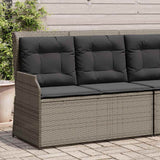 Vidaxl tuinbankje verstelbaar met kussens poly rattan grijs
