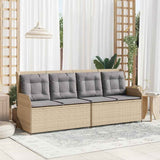 Vidaxl tuinbankje verstelbaar met kussens poly rattan beige