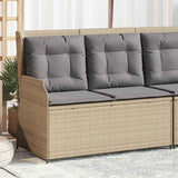 Vidaxl tuinbankje verstelbaar met kussens poly rattan beige