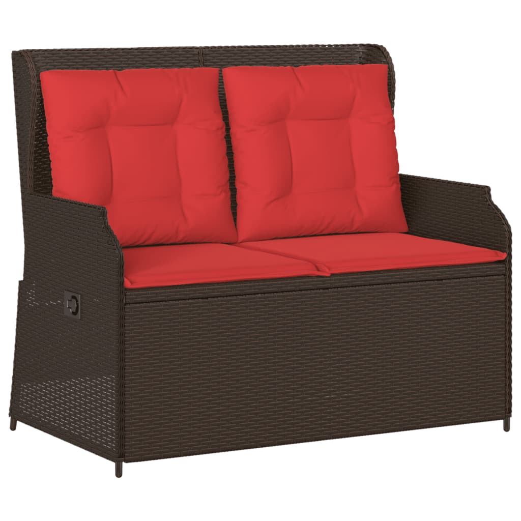 Vidaxl ligbank voor in de tuin met kussens bruin poly rattan