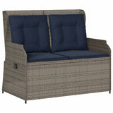 Vidaxl ligbank voor in de tuin met kussens grijs poly rattan