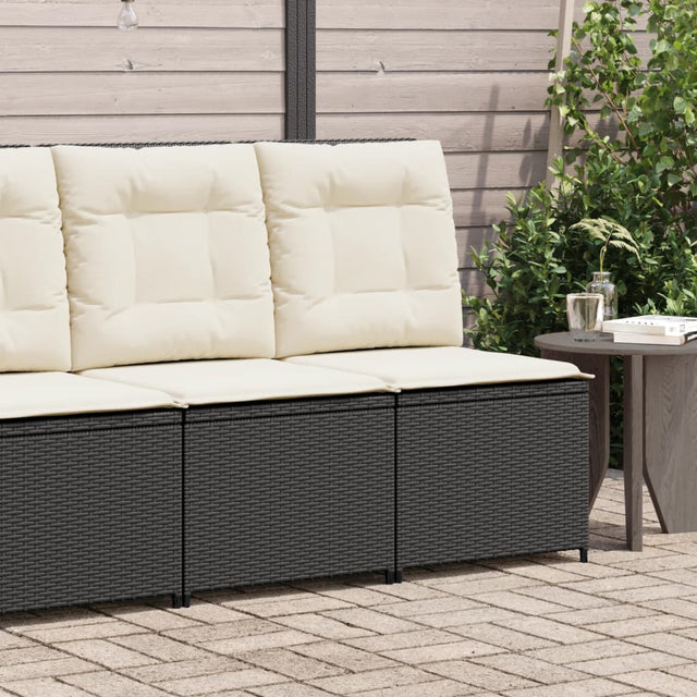 Vidaxl tuinbank verstelbaar met kussens poly rattan zwart