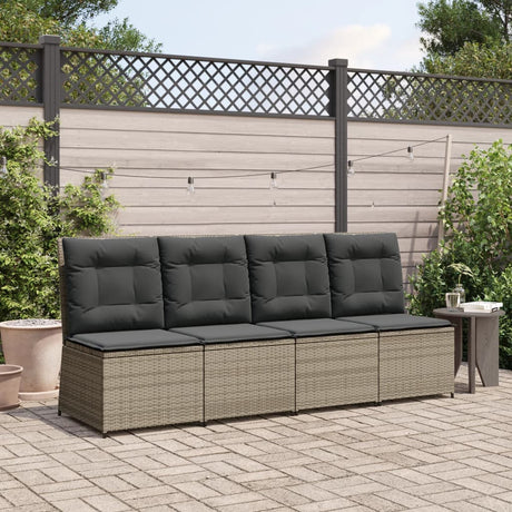 Vidaxl tuinbank verstelbaar met kussens poly rattan grijs