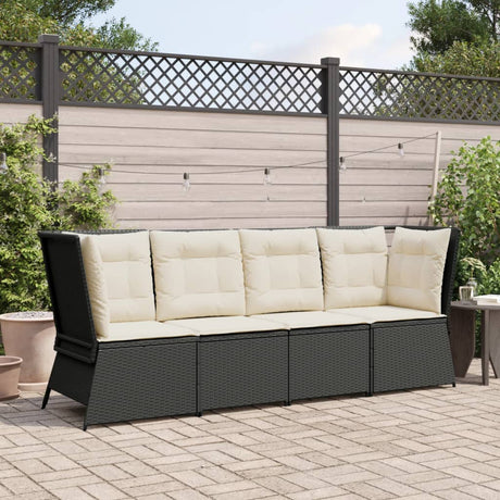 Vidaxl tuinhoekbank met kussens poly rattan zwart