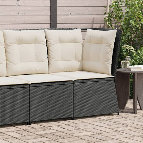 Vidaxl tuinhoekbank met kussens poly rattan zwart