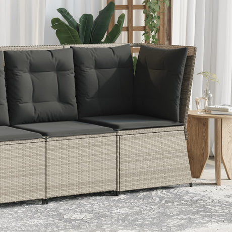 Vidaxl tuinhoekbank met kussens poly rattan lichtgrijs
