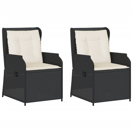 Vidaxl tuinstoelen 2 st verstelbaar met kussens poly rattan zwart