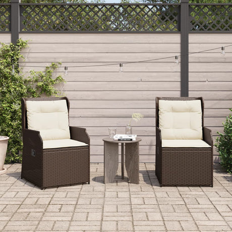 Vidaxl tuinstoelen 2 st verstelbaar met kussens poly rattan bruin