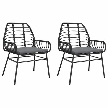 Vidaxl tuinstoelen 2 st met kussens poly rattan zwart