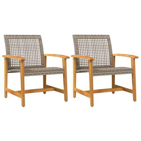 Vidaxl tuinstoelen 2 st poly rattan en acaciahout grijs