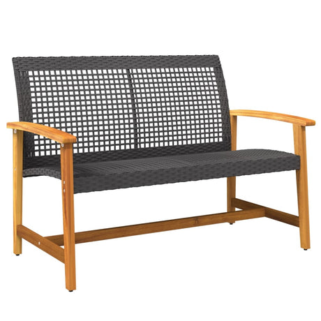 Vidaxl tuinbank 112 cm poly rattan en acaciahout zwart