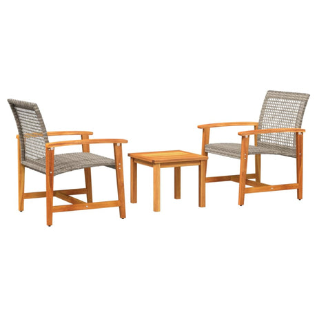 Vidaxl 3-delige bistroset poly rattan en acaciahout grijs