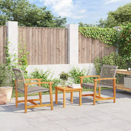 Vidaxl 3-delige bistroset poly rattan en acaciahout grijs