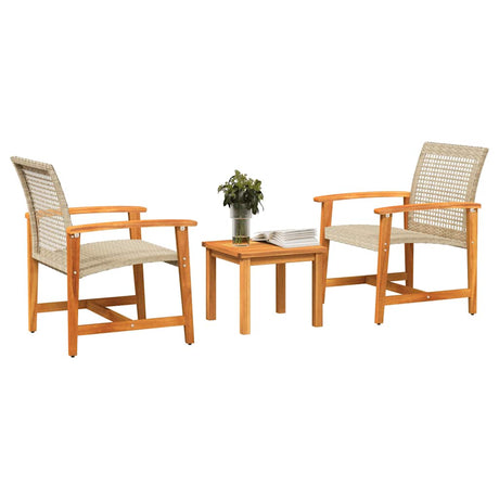 Vidaxl 3-delige bistroset poly rattan en acaciahout beige