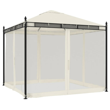 Vidaxx Pavillon mit Netzseitenwänden 2,93x2,93 m Stahl cremefarben