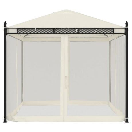 Vidaxx Pavillon mit Netzseitenwänden 2,93x2,93 m Stahl cremefarben