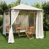Vidaxx Pavillon mit Netzseitenwänden 2,93x2,93 m Stahl cremefarben